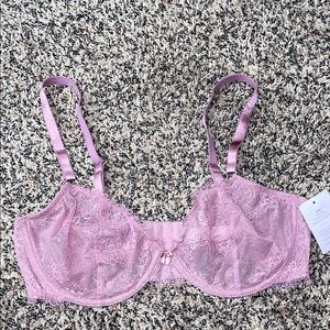 Auden Lace Unlined Sheer Demi Bra Mauve Woman’s  Size 36D | NWT
